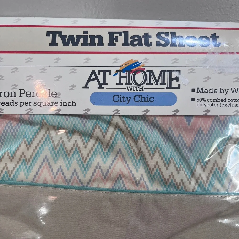 Vtg West Point Pepperell City Chic Cheyenne Twin Flat Sheet Southwestern 80s NOS